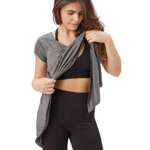 Milk & Fire 3in1 Nursing Sports-Bralette, Athletic Tech Tee & Nursing Cover - Steel Gray